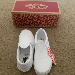 White slip on Vans kids size 3 women’s size 5